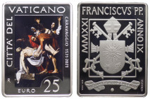 Vaticano - Francesco I, Bergoglio (dal 2013) - 2021 - Moneta da 25 euro in Ag colorata rettangolare - 450 Anniversario nascita di Caravaggio - In cofa...