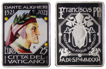 Vaticano - Francesco I, Bergoglio (dal 2013) - 2021 - Moneta da 25 euro in Ag. colorata rettangolare - 700 Anniversario della morte di Dante Alighieri...