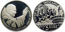 Città del Vaticano - Benedetto XVI, Ratzinger (2005-2013) - Anno 2008 - Moneta Celebrativa in argento da 5 euro - XXIII Giornata Mondiale della Gioven...