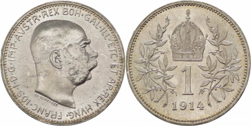 Austria - Francesco Giuseppe I (1848-1916) - 1 corona 1914 - KM# 2820 - Ag 

F...