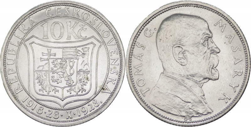 Cecoslovacchia - proma repubblica (1918-1938) - 10 corone 1928 "Tomáš Masaryk" -...