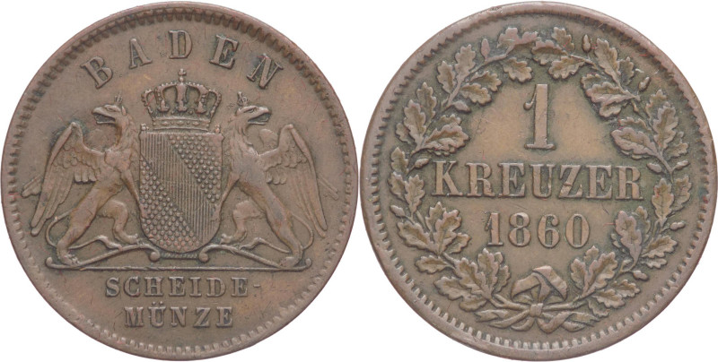 Germania - Granducato di Baden - Federico I (1856-1907) - 1 kreuzer 1860 - KM# 2...