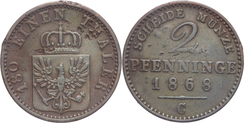 Germania - Regno di Prussia - Guglielmo I (1861-1888) - 2 pfenninge 1868 C - KM#...