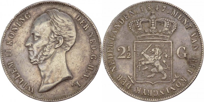 Olanda - Guglielmo II (1840-1849) - 2,5 Gulden 1847 - KM#69 - Ag 

BB

SPEDI...