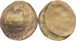 Repubblica Italiana (dal 1946) - Monetazione in lire (1946-2001) - 500 lire 1987 battitura del tondello centrale con interposizione di altro tondello ...