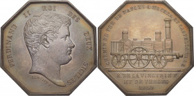 Regno di Napoli- Ferdinando II di Borbone (1830-1859) - Medaglia Ottagonale FERROVIA NAPOLI CASTELLAMARE 1840 - opus F. Benoist - Ricciardi 171 ; D'Au...