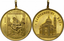 Italia - Medaglia votiva devozionale del Santuario della Madonna addolorata di Rho raffigurata con Gesù tra le braccia assistita da due figure - 37 mm...