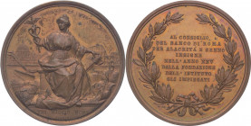 Italia - Medaglia del Banco di Roma per il 25° anniversario - 1905 - Opus Bianchi - AE - 46 mm - - cartellino da vecchia raccolta - fondi lucenti

F...