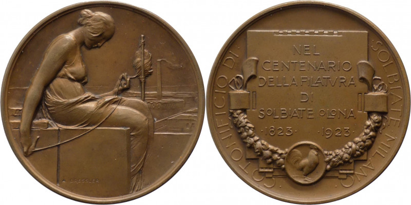 Italia - medaglia per il centenario del cotonificio di Solbiate Olona - 1923 - o...