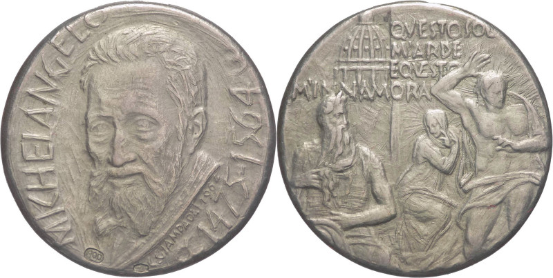 Italia - medaglia commemorativa dei 400 anni dalla scomparsa di Michelangelo - 1...