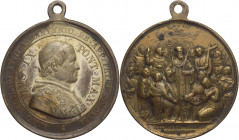 Pio IX , Mastai Ferretti (1846-1878) - medaglia emessa nel 1867 commemorativa della canonizzazione di 19 sacerdoti e religiosi di vari Ordini - Ae - c...
