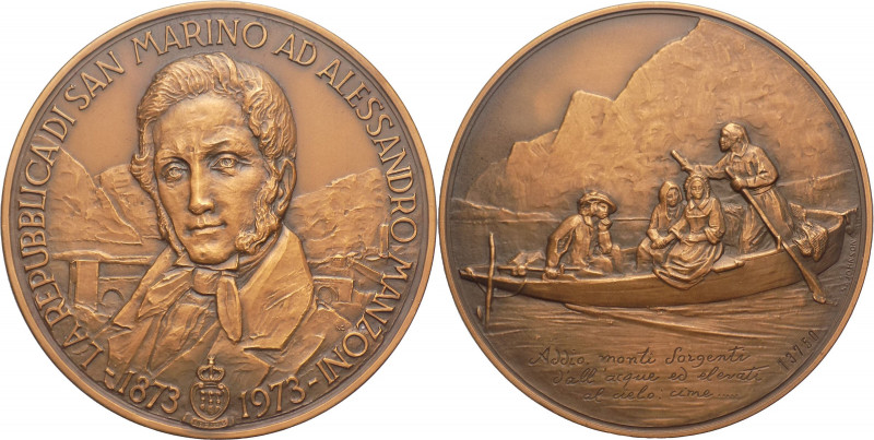 San Marino - medaglia commemorativa di Alessandro Manzoni - 1973 - Opus Johnson ...