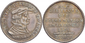 Svizzera - medaglia commemorativa di Zwingli , teologo svizzero della Riforma protestante e uno dei fondatori delle Chiese riformate svizzere - 1819 -...