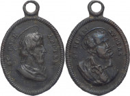 Italia - medaglia emessa nel XIX sec. devozionale di S. Pietro e Paolo raffigurati entrambi di tre quarti e nimbati - patina scura - Ae - con appiccag...