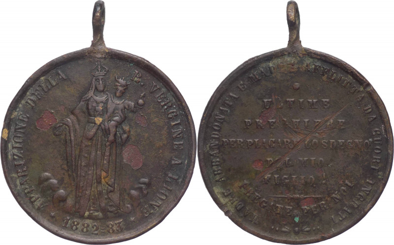 Medaglia emessa nel 1882-1883 votiva delle 19 apparizioni della Vergine a Anne M...