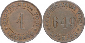 Italia - gettone da 1 centesimo della Cooperativa Tosi di Legano - 2,60 g - Cu

qSPL

SPEDIZIONE SOLO IN ITALIA - SHIPPING ONLY IN ITALY