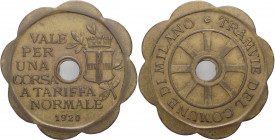 Italia - Milano - Gettone "Tramvie del Comune di Milano" - 1920 - Ae - gr. 5,08, Ø 28 mm

SPL

SPEDIZIONE SOLO IN ITALIA - SHIPPING ONLY IN ITALY