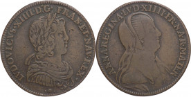 Francia - Luigi XIV (1643-1715) - gettone 1643-1665 circa; D/ .LVDOVICVS. XIIII. D. G. FRAN. ET. NAV. REX., busto corazzato a destra; R/ ANNA . REGINA...