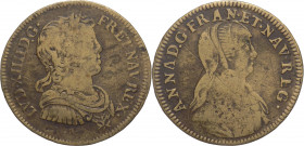 Francia - Luigi XIV (1643-1715) - gettone 1643-1665 circa; D/ .LVDOVICVS. XIIII. D. G. FR. ET. NAV. REX., busto corazzato a destra; R/ ANNA . D.G. FRA...