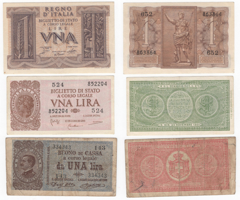 Italia - lotto di 3 banconote da 1 lira 1914, 1939 e 1944

med.qSPL

SPEDIZI...
