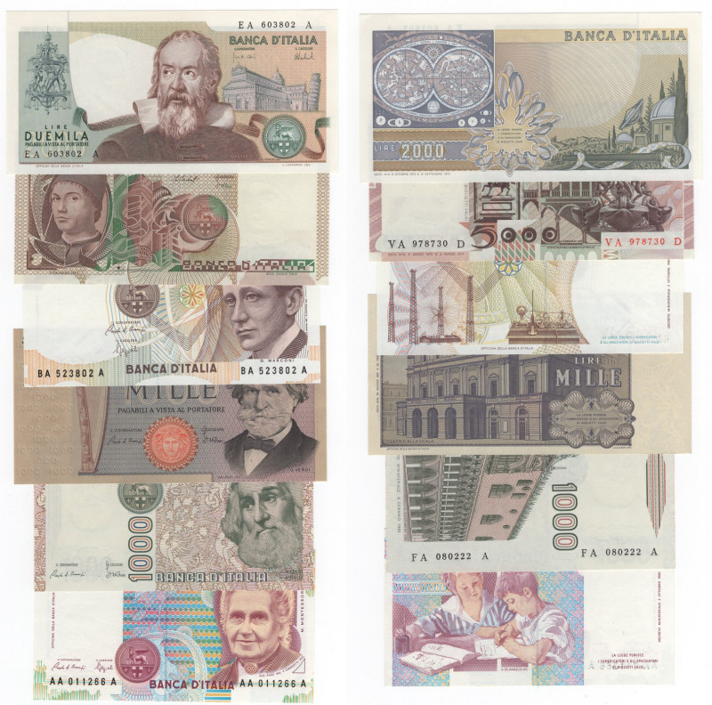 Repubblica Italiana (dal 1946) - monetazione in lire (1946-2001) - Lotto di 6 ba...