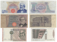 Repubblica Italiana (dal 1946) - monetazione in lire (1946-2001) - lotto di 3 banconote da 1000 lire (Marco Polo, Verdi I e II tipo)

med.BB 

SPE...