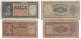 Repubblica Italiana (dal 1946) - lotto di 2 banconote 500 e 1000 lire Medusa

med.BB 

SPEDIZIONE SOLO IN ITALIA - SHIPPING ONLY IN ITALY