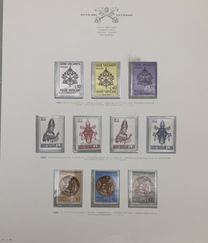 Città del Vaticano - Foglio francobolli album G.B.E. - B I o 34 raccolte anno 19...