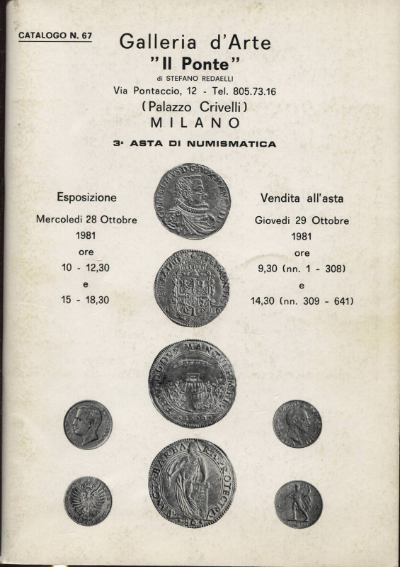 IL PONTE. Asta 3. Milano, 29 - Ottobre, 1981. pp. 42, nn. 641, tavv. 38. ril ed ...