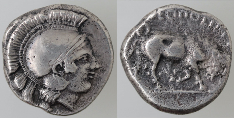 Mondo Greco. Campania. Neapolis. 420-400 a.C. Didracma. Ag. D/ Testa di Pallade ...