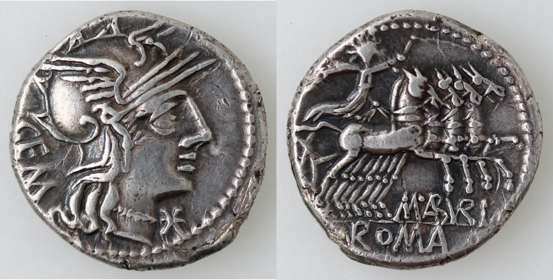 Repubblica Romana. Gens Aburia. Marcus Aburius Geminus. 132 a.C. Denario. Ag. D/...