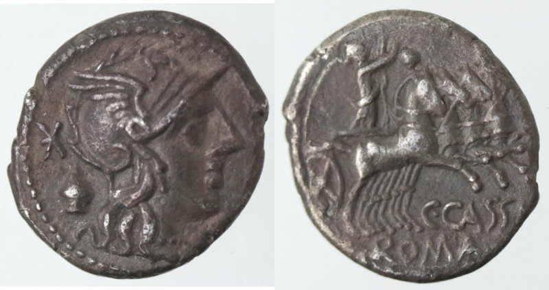 Repubblica Romana. Gens Cassia. C. Cassius Longinus. ca 126 a.C. Denario. Ag. D/...