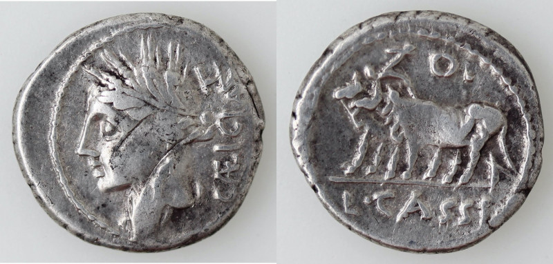 Repubblica Romana. Gens Cassia. L.Cassius Caecianus. 102 a.C. Denario. Ag. D/ Te...