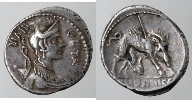 Repubblica Romana. Gens Hosidia. C.Hosidius C.f.Geta. 68 a.C. Denario. Ag. D/ GE...