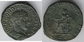Impero Romano. Gordiano III. 238-244 d.C. Sesterzio. Ae. D/ IMP GORDIANVS PIVS FEL AVG, Busto laureato di Gordiano verso destra. R/ PM TR P VI COS II ...