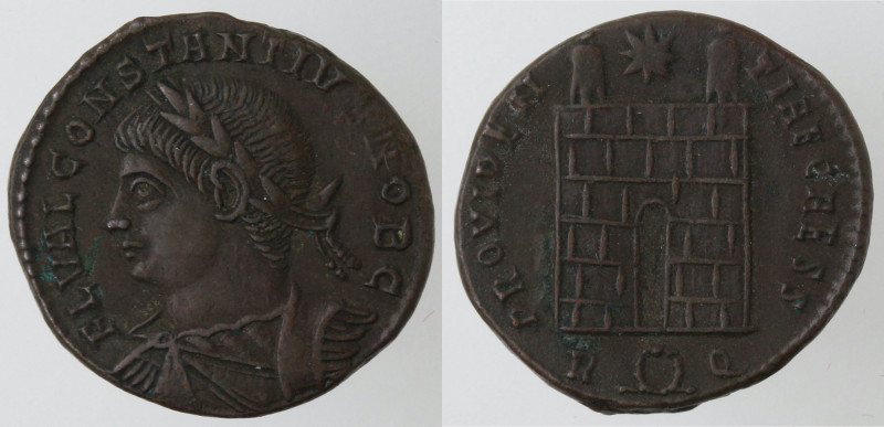 Impero Romano. Costanzo II Cesare. 324-337 d.C. Follis ridotto. Ae. Roma. D/ FL ...