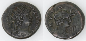 Provincia Romana. Nerone. 54-68 d.C. Tetradracma. Alessandria. Ag. D/ Busto radiato a destra. R/ AYTOKPA. Busto di Alexandria a destra, con scalpo d'e...