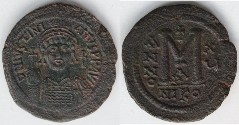 Impero Bizantino. Giustiniano I. 527-565 d.C. Follis. Nicomedia. Ae. D\D N IVSTI...