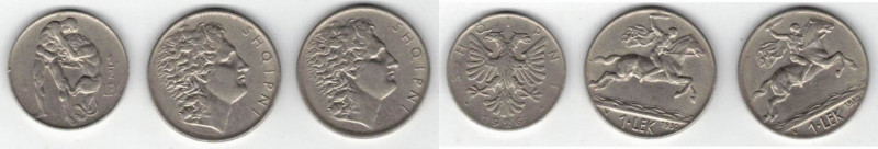 Monete Estere. Albania. Lotto di 3 Pezzi. Composto da 1 Lek 1930 (NI) 2 PZ- 1/2 ...