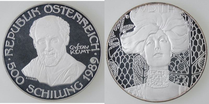Monete Estere. Austria. 500 Shilling 1989. Ag. Gustav Klimt. KM# 2987. Peso 23,9...