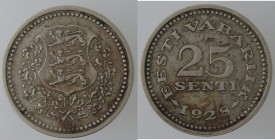 Monete Estere. Estonia. 25 Senti 1928. Ni. KM# 9. Peso 8,42 gr. BB+. (7822)