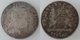 Monete Estere. Etiopia. Menelik II. Birr 1889 (1897) A. Ag. KM# 5. Schön# 6. Peso 27,82 gr. Diametro 40 mm. MB+. (7922)