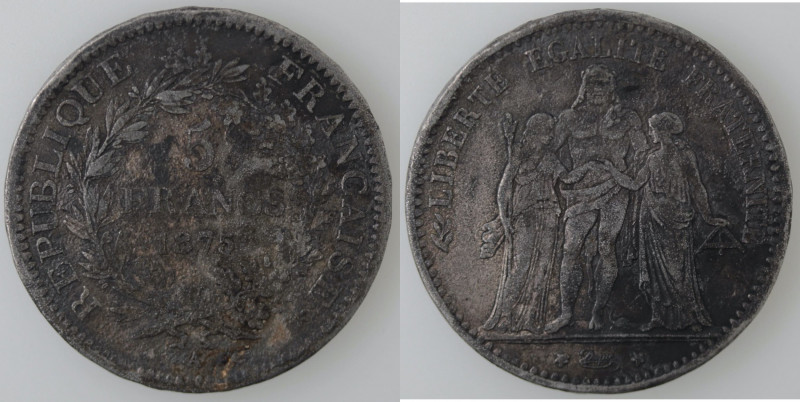 Monete Estere. Francia. 5 Franchi 1875. FALSO D'EPOCA. Mb. Peso 17,50 gr. Diamet...