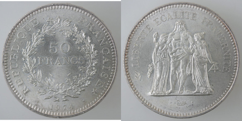 Monete Estere. Francia. 50 Franchi 1974. Hercule. Ag. KM 941.1. Peso gr. 30,07. ...