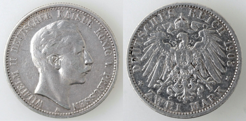Monete Estere. Germania-Prussia. Guglielmo II. 1888-1918. 2 Marchi 1903 A. Ag. K...
