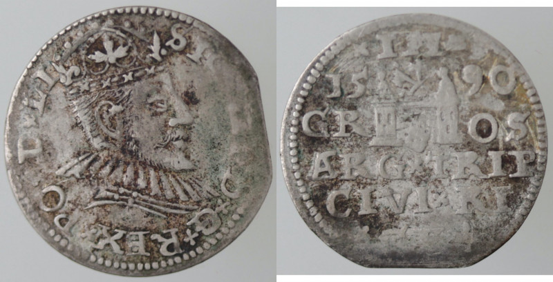 Monete Estere. Lituania. Sigismondo III. 1587-1632. 3 Groschen 1590. Riga. Ag. I...