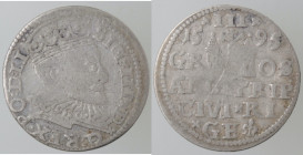 Monete Estere. Lituania. Sigismondo III. 1587-1632. 3 Groschen 1595. Riga. Ag. Iger R.95.1. Peso gr. 2,48. Diametro mm. 22. qBB. (0922)