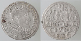 Monete Estere. Lituania. Sigismondo III. 1587-1632. 3 Groschen 1598. Riga. Ag. Iger R.98.1b. Peso gr. 2,55. Diametro mm. 21. SPL. (0922)