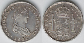 Monete Estere. Messico. Zacatecas. Ferdinando VII. 8 Reales 1821. ZS R.G. Ag. KM 111,5. Peso 26,93 gr. Diametro 39 mm. qSPL. (8722)