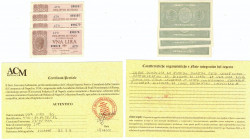 Cartamoneta. Luogotenenza. 1 Lira Italia. DM. 23-11-1944. Gig. BS5B. Lotto di 4 Pezzi con numeri di Serie Consecutivi. Sup. Perizia Ardimento.
